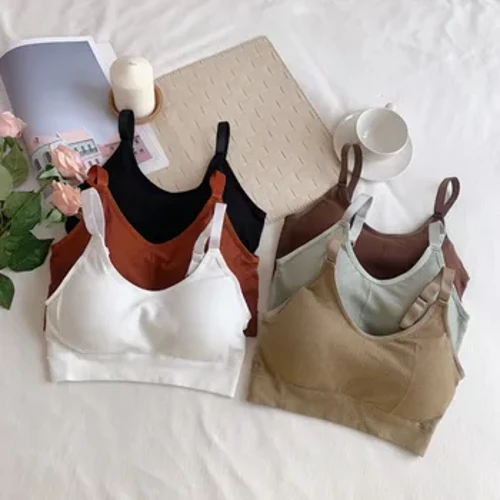 Áo dạng ống dành cho nữ liền mạch Màu trơn lưng chữ U Quần lót nữ Crop Top Áo ba lỗ thể thao Đáy áo ngực có đệm ngực