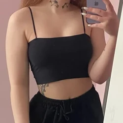 Sexiga kvinnor Ice Silk Crop Push Up Bralette Top Tankar för BH Underkläder SpaghettiTop Camis Seamless Word Sling Female Tube Top