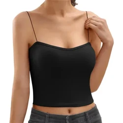 Mùa Hè Gợi Cảm Áo Vest Ngắn Dây Camisoles Nữ Miếng Lót Ngực Chống Ánh Sáng Đáy Đồng Màu Đa Năng Thể Thao Hàng Đầu Quần Lót