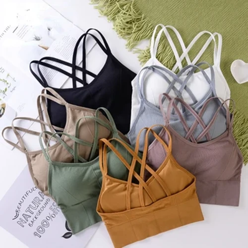 Sieviešu topi Sexy Tank Top Sieviešu Triecienizturīgi Sexy Back Sporta Krūšturi Elpojošs Iebūvēts Krūšturis Vienkrāsains Camis 2023 Jauns топ женский