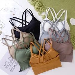 Atasan Wanita Seksi Tank Top Wanita Shockproof Seksi Kembali Olahraga Bra Bernapas Dibangun Di Bra Warna Solid Camis 2023 Baru топ женский