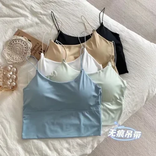 Ishubhu Yabesifazane E-Sexy Phezulu I-Camisole Izingubo Zangaphansi Ezithambile Eziphefumulayo Amantombazane I-Cami I-Vest Yethangi Evamile Yesifazane I-Vest Engenamikhono Izinwele Eziphezulu Zemfashi