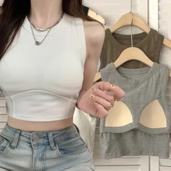 Sexiga Y2k flickor Crop Tops Dam Sömlös ett stycke Sport BH Underkläder Underkläder Dam Sommar Väst Camisole med bröstkuddar
