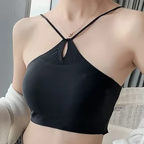 ʻO ka pahu kāmeʻa Camis Tube Seamless Back Crop Beauty Fitness Sleeveless Slim Halter Wahine Tops Sexy Backless