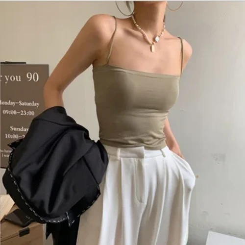 Top Nữ Gợi Cảm Áo Lót Spaghetti Dây Crop Tops Thời Trang Yếm Wirefree Áo Liền Mạch Quần Lót Top Bể