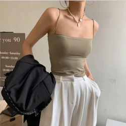 Atasan Wanita Seksi Bra Spaghetti Strap Crop Tops Fashion Kamisol Wirefree Bra Pakaian Dalam Seamless Top Tank Top
