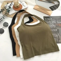 Chắc Chắn Treo Cổ Áo Hở ​​Lưng Suspender Miếng Đệm Ngực Ống Top Không Dây Đáy Áo Ngực Không Tay Ngắn Bể Áo Top