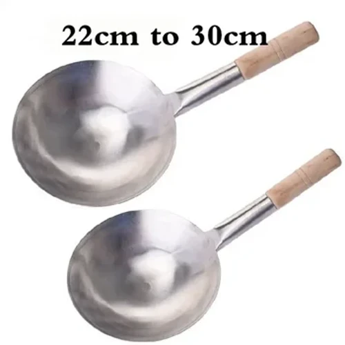 Dicke Edelstahlmasche, Sieb, Wok, Holzgriff, Kochgeschirr, Öl-/Mehlsieb, Sieb, Küchen-/Koch-/Dampfgarer, Wok