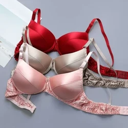 Sutiã de seda 100% roupa íntima de seda dupla face sem costura estilo fino feminino sem anel de aço sutiã respirável