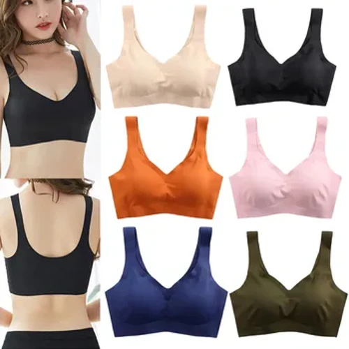 Almofada no peito destacável pull up sutiã roupa interior 2024 feminino sem costura sutiã de seda gelo sem anel de aço respirável push up yoga colete