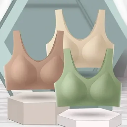 Seamless Women's Gathered No-pad Comfortable Vest Lightweight Sleep Sports Bra Wireless Sports Underwear