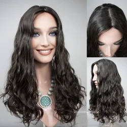 ʻO ka nalu wai ʻo ʻEulopa ka lauoho kanaka Iudaio wigs piha hope 8x8inch Silk Base Skin Toppers no nā wahine Iudaio