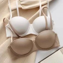 Varrat nélküli melltartók Női Láthatatlan Fehérnemű Push Up Melltartó 1/2 csésze Bralette Komfort Melltartó Nonwire Egyszerű Szexi Fehérnemű