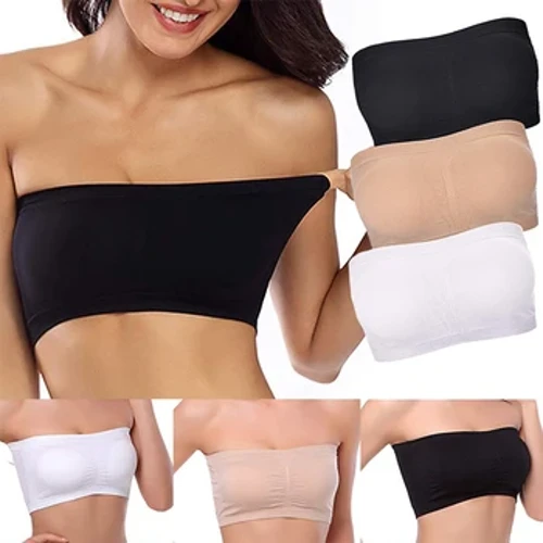 BurVogue Γυναικείο Σουτιέν Bandeau με επένδυση Strapless Bralette Σουτιέν χωρίς ραφή Bandeau Top σουτιέν