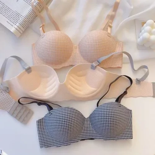 Sutien de mătase de gheață Sutien francez pentru femei Simple Seamlessa One Piece Push Push Cup Girls Girling Fără inele de oțel Lenjerie pentru femei