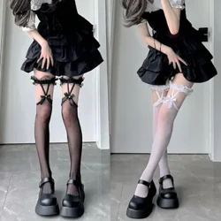 Jynsy tor Fişnet budy ýokary joraplar JK Lolita gyz uzyn jorap joraplary Japaneseapon stili krujka Bowknot asma dyz ýokary joraplar