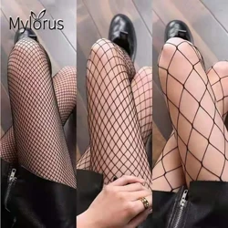 Calze lunghe a rete da donna sexy Calze a rete a rete Collant in nylon a rete Lingerie Pelle Coscia a vita alta Calze