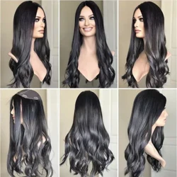 Parrucca ebraica ondulata lunga da 22 pollici Capelli vergini europei 8x8 pollici Base in seta Topper Parrucca Capelli umani Capelli doppi disegnati