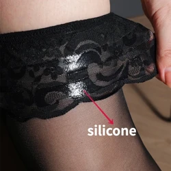 Vớ Silicone Nữ Trong Suốt Chống Trơn Trượt Ren Top Vớ Đùi Vớ Cổ Cao Gợi Cảm Vớ Dài Nóng Medias