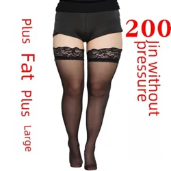 Lange Spitzenstrümpfe für Damen, dünne, hohe Strümpfe für Übergrößen, weiße, schwarze Seidenstrümpfe