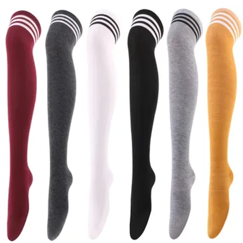 Kaos Kaki Panjang Bergaris Hitam Putih Wanita Seksi Kaos Kaki Tinggi Paha Atas Lutut Kaos Kaki Wanita Wanita Kaos Kaki Tabung Panjang Anget