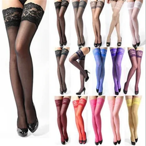 Fashion Wanita Atasan Renda Tetap Up Stoking Tinggi Paha Kaos Kaki Pantyhose Stoking Panjang Transparan Seksi Stoking Wlastic Tinggi