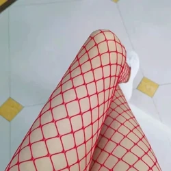 Weiß Rot Schwarz SEXY Damen Netzstrümpfe mit hoher Taille Netzstrumpfhose Club Strumpfhose Netzstrumpfhose Netzunterwäsche