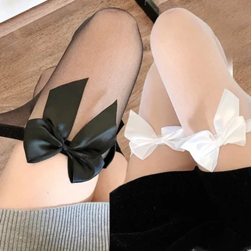 Dame Lolita Overknee Sokker Damestrømper Sexy Blondesløyfe Lange sokker Lår Høystrømper Søte jenter Kawaii Strømper