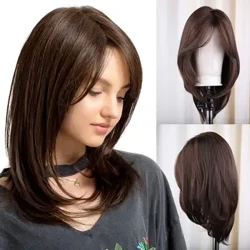 Natural Wave Jewish Wig Swiss Lace Topper Kosher Sheitel Wigs 100% Toppers à cheveux vierges non transformés pour les femmes noires brun foncé