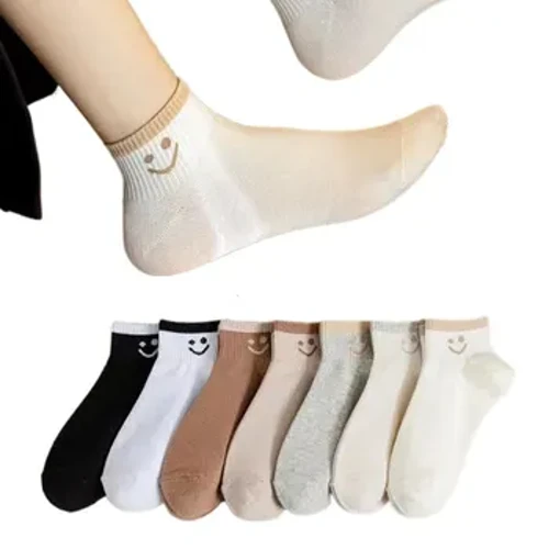 10 đôi tất in hình mặt cười, tất ngắn hình thuyền dễ thương và nhẹ, tất & hàng dệt kim nữ