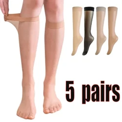 5pair=10ccs Hosanau neilon tenau iawn i fenywod Elastigedd tryloyw sanau pen-glin merched sanau hir o ansawdd uchel ar gyfer merched yn stocio
