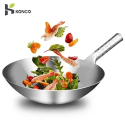 Chảo Inox Chống Dính Truyền Thống Chảo Xào Trung Quốc Handmade Chảo Dụng Cụ Máy Rửa Chén An Toàn Nồi