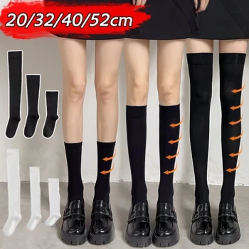 4 Kích Thước Gợi Cảm Màu Đen Trắng Soild Màu Dài Tất Nữ Trên Đầu Gối Đùi Cao Cấp Trên Đầu Gối Cổ lolita Nữ Cô Gái Đầu Gối