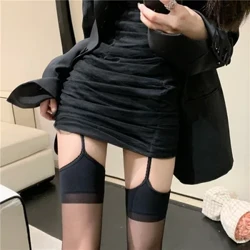 Internet Nổi Tiếng Gợi Cảm Hộp Đêm Ren Sling Vớ Nguyên Chất Desire Lụa Đen Dây Rút Tạo Bốn Mặt Mở Đáy Quần Tích Hợp Vớ