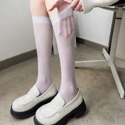 Bihotz estanpatua Neskak Galtzerdi beltz gozoak Emakumeak Nylon gardeneko galtzerdi ultrameheak Emakumeen galtzerdiak Neskak Belauneko galtzerdi politak