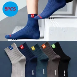 5 pares de calcetines de fibra de bambú Otoño Invierno para hombre calcetines deportivos de algodón transpirables calcetines de negocios desodorantes de talla grande 38-47