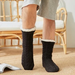 Termiska strumpor Herr Vinter varm Hem Mjuk Manlig Bomull Förtjockad Plus Sammet Sova Anti-sladd Grip Kort Golv Slipper Sock
