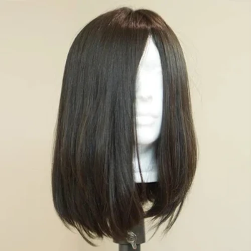 Stessa lunghezza dei capelli Parrucca ebraica per capelli umani Kosher Sheitel Capelli vergini europei Top in seta Nessuna parrucca in pizzo Parrucca spessa con taglio smussato