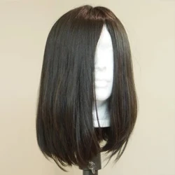 Stessa lunghezza dei capelli Parrucca ebraica per capelli umani Kosher Sheitel Capelli vergini europei Top in seta Nessuna parrucca in pizzo Parrucca spessa con taglio smussato