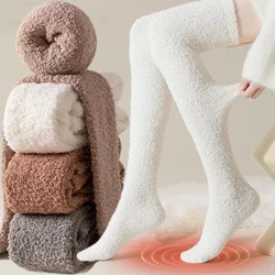 Mùa Đông Ấm Áp Nỉ Mặc Trên Đầu Gối Cao Tất Nữ Sang Trọng Nhà Ngủ Tầng Dài Socking JK Chắc Chắn Mềm đùi Cao Cấp Vui Vẻ Sock