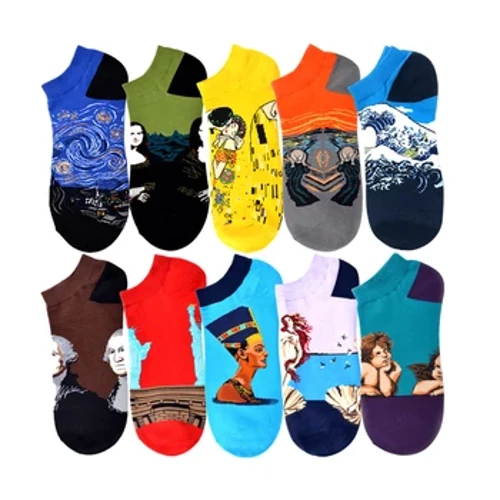 Heiße Sternennacht, Herbst, Winter, Retro, männliche Persönlichkeit, Kunst, Van Gogh, Wandgemälde, weltberühmte Malerei, Damensocken, Öl, lustige, fröhliche Socken