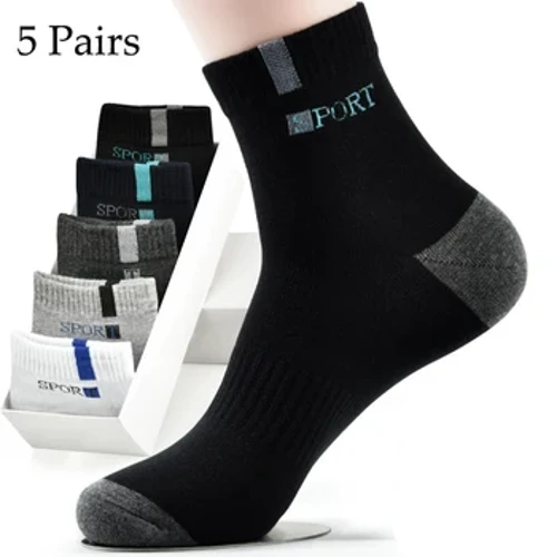 Bộ 5 Đôi Tất Nam Sợi Tre Thu Đông Tất Nam Cotton Thoáng Khí Thể Thao Mút Khử Mùi Thoáng Khí Kinh Doanh Tất Size 37-43