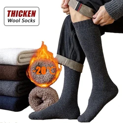3 par/lote de calcetines de lana gruesos de invierno para hombre, toalla de compresión térmica, calcetines altos, cómodos calcetines cálidos para nieve hasta la pantorrilla, EU38-46