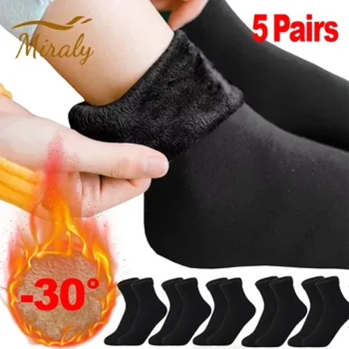 5Pâr Gaeaf Cynnes Cnu Trwchus Sanau Byr Merched Cashmere Thermol Sanau Gwlân Eira Felfed Boots Llawr Cartref Calcetinau Mujer