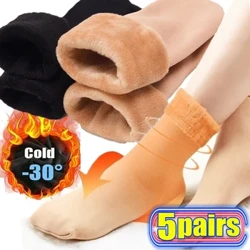 5 Par Kvinner Vinter Tykke Varme Korte Sokker Thermal Cashmere Ull Sokker Nylon Snow Velvet Boots Hjem Gulv Calcetines Mujer