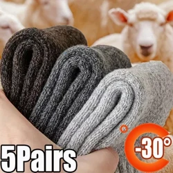 5 jübüt Gyş ýyly erkek jorap ýüň erkek erkek aýal jorap, sowuk gar terri joraplaryna garşy gaty galyň gaty joraplar Merino ýüň joraplary