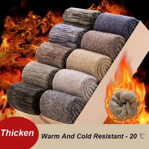 5 Pairen / Lot Männer Wanter Verdickte Socken Héich Qualitéit Medium Tube Plüsch Warm Terry Socken Solid Faarf Deodorant Soft Handduch Socken