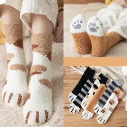 Dreamlikelin Kawaii Hình Hoạt Hình Đôi Tất Trắng Cho Nữ Dễ Thương 3D Chó Mèo Paw Họa Tiết Nữ Trang Ấm Áp Ngộ nghĩnh Tất Nhà Tầng ngủ