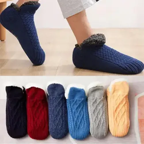 Neguko Barruko Etxeko Galtzerdiak Gizonezko Emakumeak Loditutako Cashmere Termikoko Galtzerdiak Kolore Solidoa Irristatzearen aurkako Zoruko Galtzerdiak Belus leunak Lo egiteko Galtzerdiak