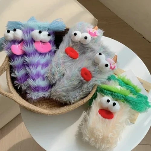 Kaos Kaki Beludru Karang Musim Dingin Lucu 3D Kartun Gadis Kaos Kaki Anget Tebal Ngarep Orang Tua-Anak Stoking Lantai Kaos Kaki Tidur untuk Anak